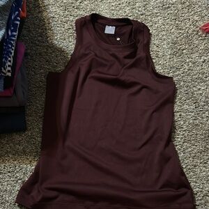 CALIA ribbed Sleeveless Burgundy Top